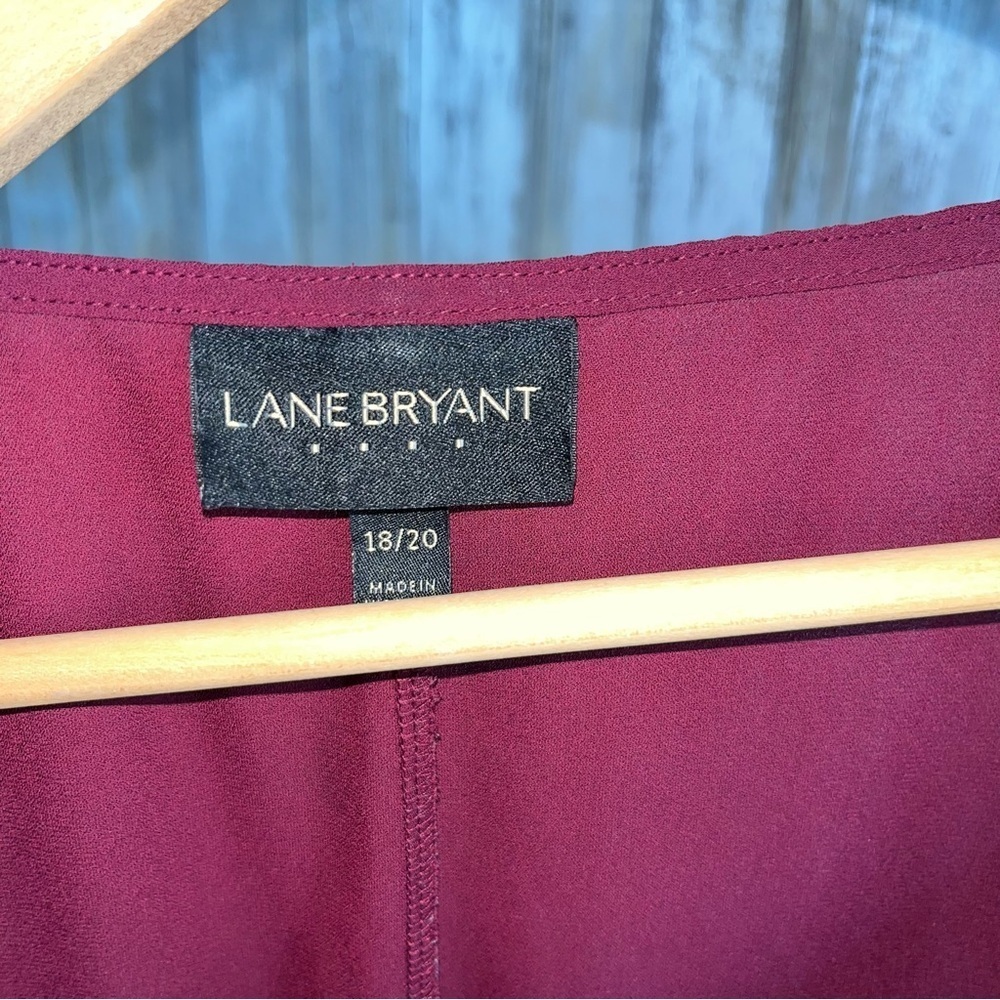 Lane Bryant Velvet Burnout Swirl Scoop Neck Cap Sleeve Top Burgundy 18/20 - Picture 4 of 4